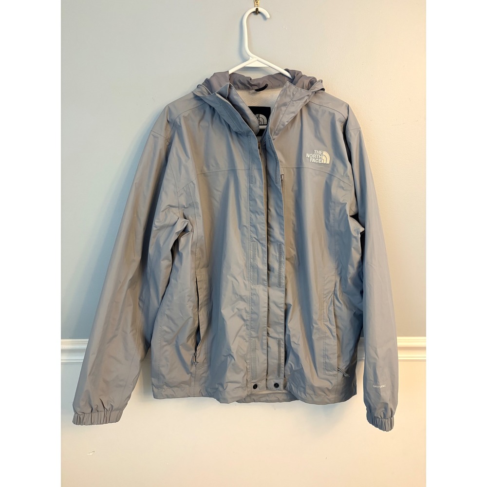 The North Face Mens DryVent Rain Jacket Grey Hooded Windbreaker Size M